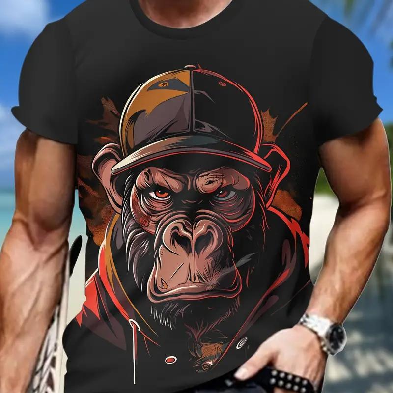 Удобная мужская футболка Gorilla Street Style с 3D принтом обезьяны, повседневные рубашки большого размера для мужчин, стильные крутые мужские топы в стиле хип-поп