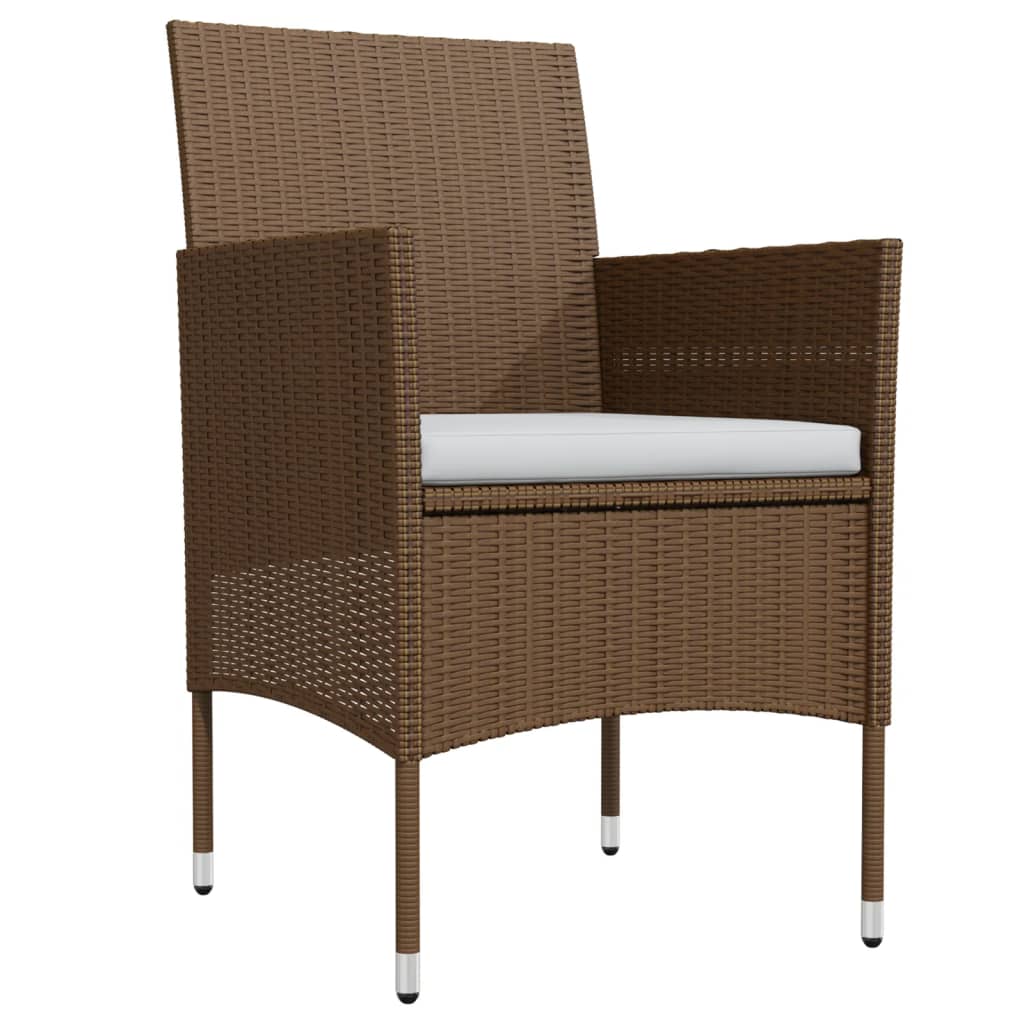 5 Piece Outdoor Dining Set with Cushions Brown and Black