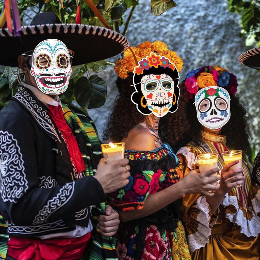 Mexican Day Of The Dead Decoration Masks Day Of The Dead Party Decoration Face Decorations Spooky Selfie Photo Props