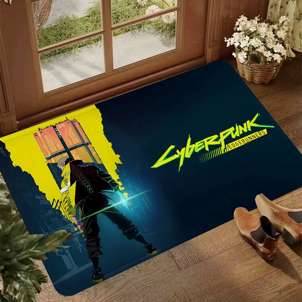 Ковер для коридора из аниме Cyberpunk Edgerunners, моющийся, нескользящий, коврик для зоны гостиной, дивана, стульев, коврик для прихожей, ковер для кухни