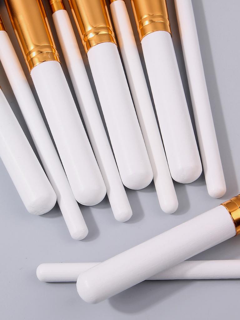 Beginner's 10-piece Makeup Brush Set, 2 Triangular Sponge Powder Puffs, Golden Storage Bucket, Portable Full Set of Beauty Tools