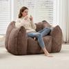 Giant Bean Bag Chair with pillow, Comfy Large Bean Bag Chairs for Adults and Kids, Faux Fur Floor Sofa for Living Room Bedroom Apartment,Khaki