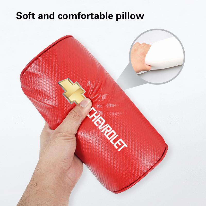 AABHK1 Car Seat Headrest Cushioning Carbon Leather Neck Pillow For Chevrolet Spark Captiva Cruze Malibu Equinox Trax Camaro Blazer