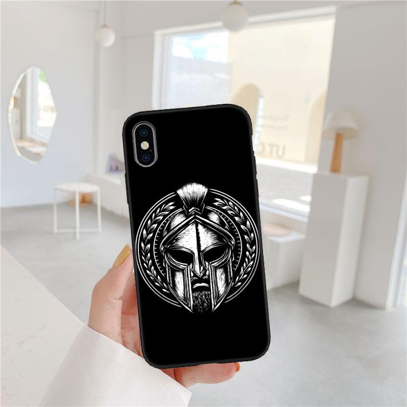 PP58 Spartan Warrior Soft Shell Phone Case for iPhone 16 15 14 13 12 Pro Max Plus Mini