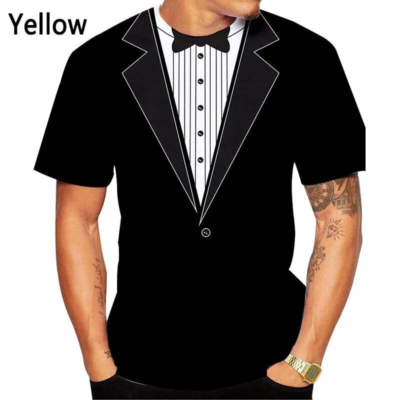 Летняя мода с галстуком-бабочкой и 3d принтом, мужская и женская повседневная рубашка с коротким рукавом, искусственный костюм, смокинг, крутая уличная рубашка