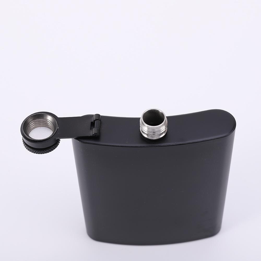 1PC Portable Camping White Wine Bottle All Black Lacquered 6oz Portable Outdoor Stainless Steel Wine Jug