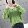 Thin Hollow Knitwear Pullover V-neck Shirt Spring and Autumn Top All-match Loose Fit Ladies Sweater