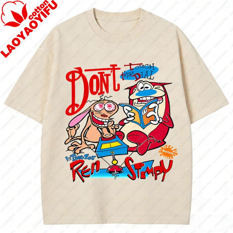 The Ren Stimpy Tshirt 90s Retro Nickelodeon Comedy Vintage Cotton Graphic Short Sleeve Tshirts Funny Cartoon Theme Y2k Tops