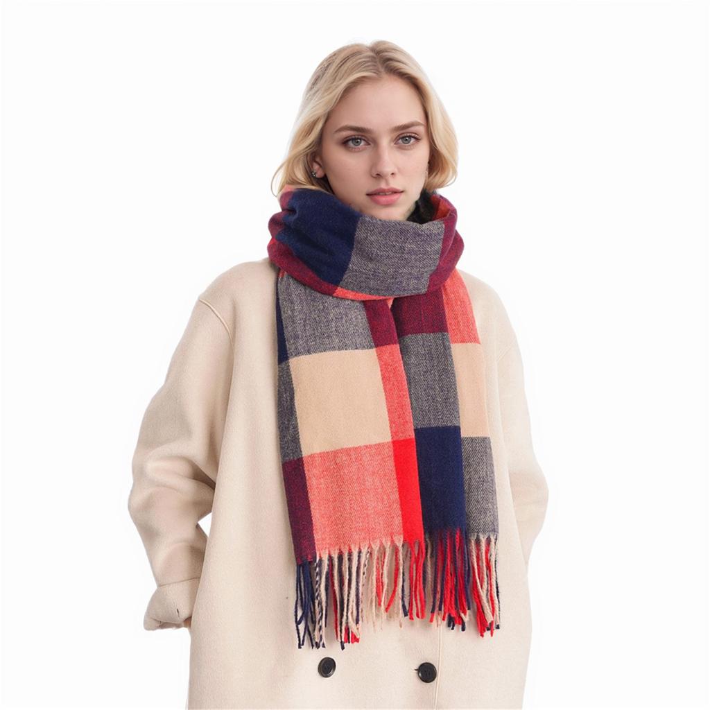 Ladies Ethnic Retro Sassel Head Cape Thick Color Striped Shawl Scarf