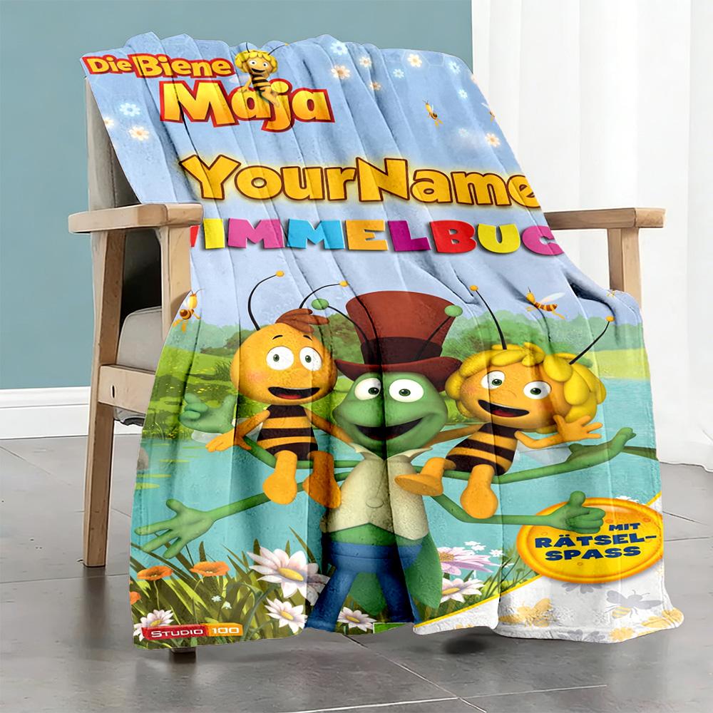Biene Maja Customize Your Name Blanket Gift Customizable Blanket Ultra-Soft Great for Livingroom Nap Living Room Chair for All Occasions