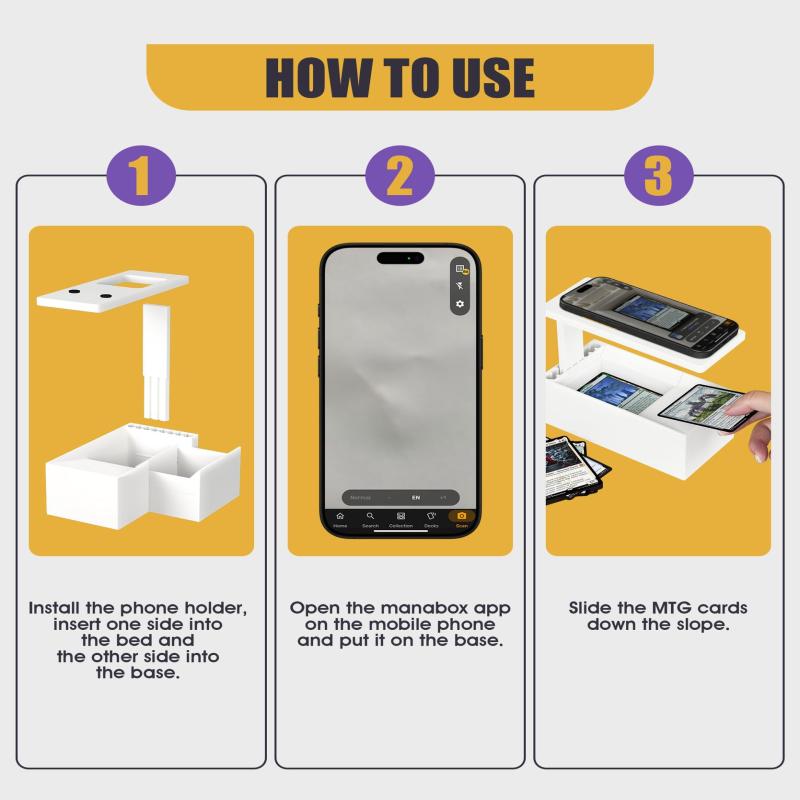 Подставка-сканер для торговых карт для карт MTG, держатель для телефона с коробкой для карт, совместимый с приложением Manabox, быстрое сканирование и проверка цены