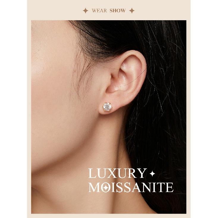 Серьги-гвоздики BAMOER с муассанитом, цвет D, блестящие серьги круглой огранки с бриллиантами, серебро 925 пробы, позолоченные для