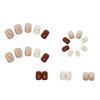 24 Pcs Wearing Nail Removable Nude Smudged Nail Sticker Fake Nail Finished Multi-color Gentle Manicure Short Nail Piece Nail