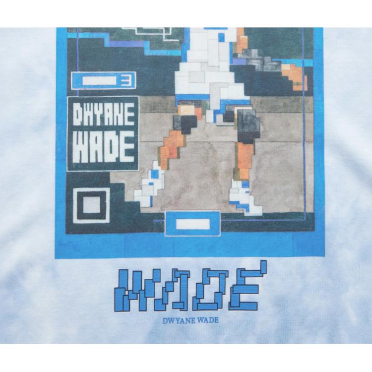 Li-Ning Футболка Wade Series с круглым вырезом и принтом букв, удобная, дышащая, свободная, с коротким рукавом, мужская, топы Aurora-Blue AHSU843-3
