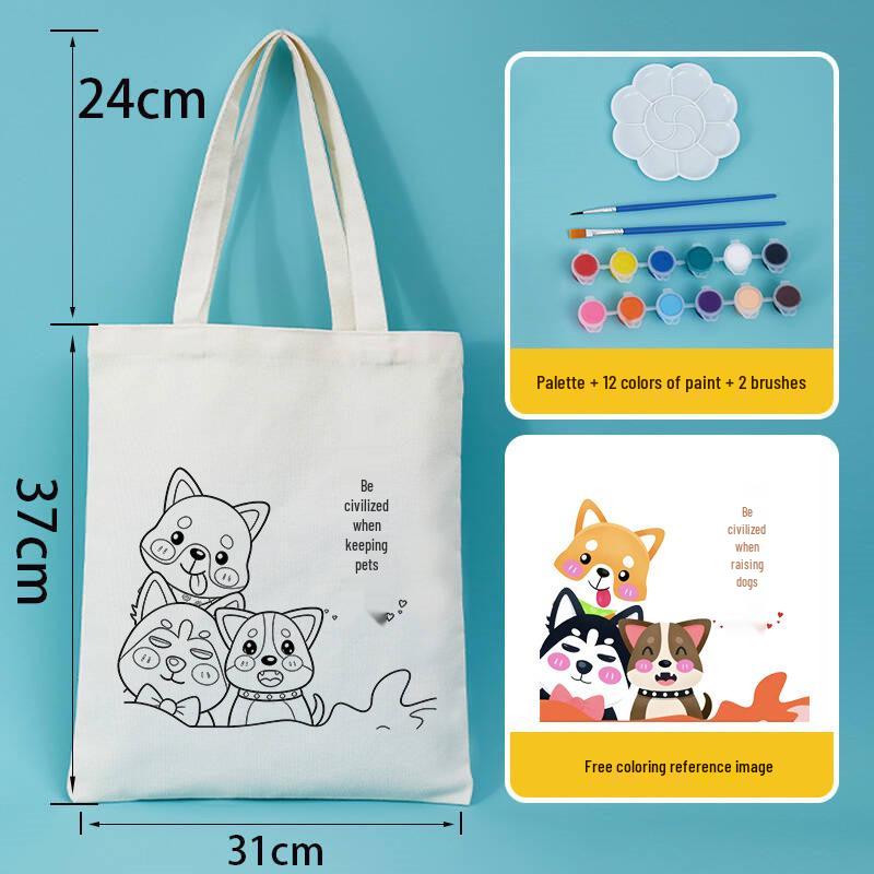 Civilized Dog Ownership DIY Eco-Friendly Hand-Painted Canvas Bag with Optional Logo