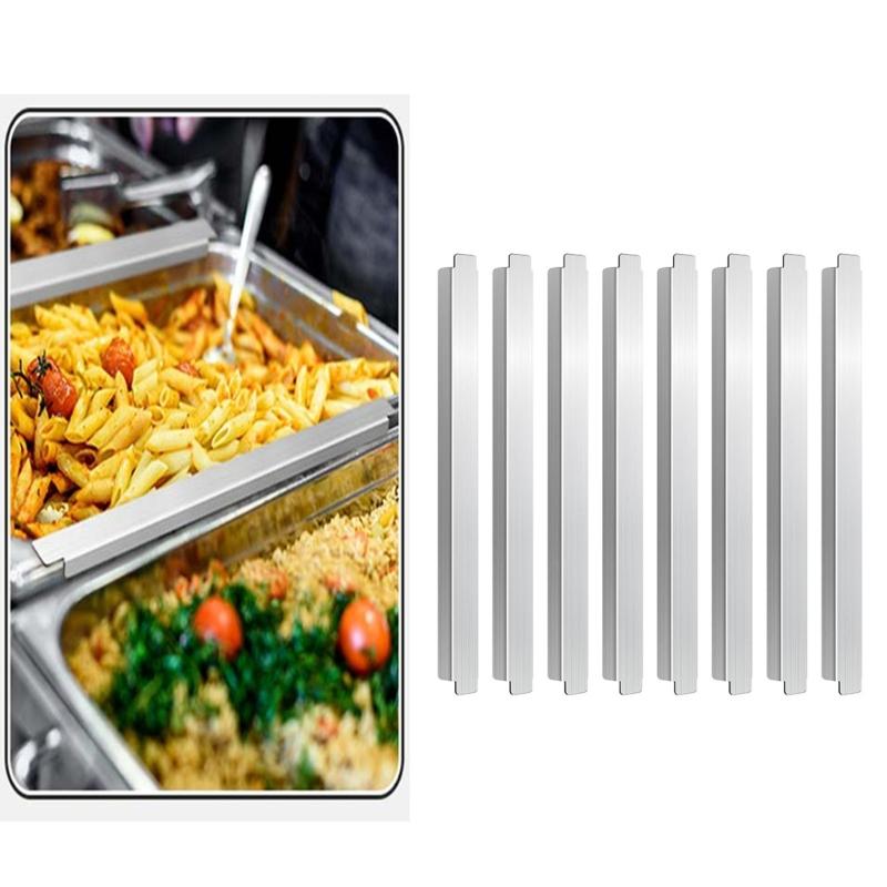 8Pcs Stainless Steel Kitchen Shelf Divider Bar Metal Food Organizers Steam Table Pan Brackets Food Service Accessories