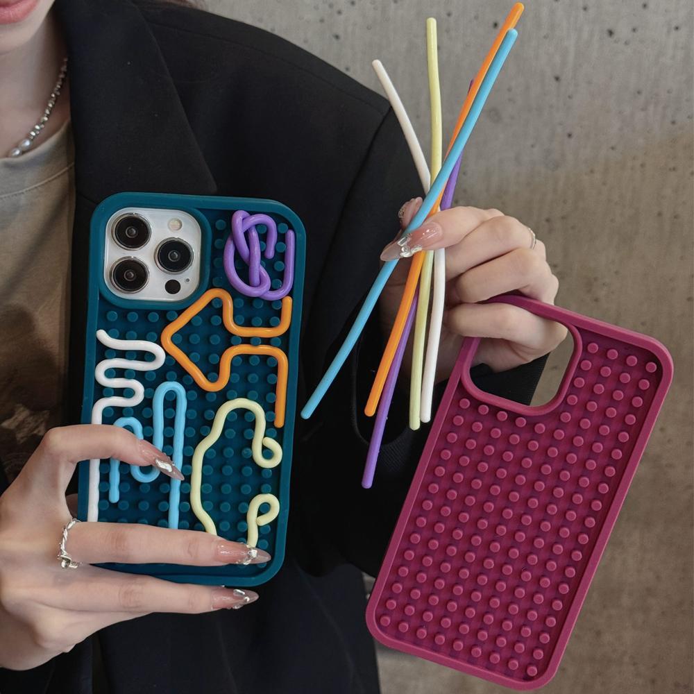 Funny Stuff DIY Brain-training Toys Phone Case for iPhone 12 13 14 15 16 Pro Max Soft Silicone Reliver Stress Creative Cover