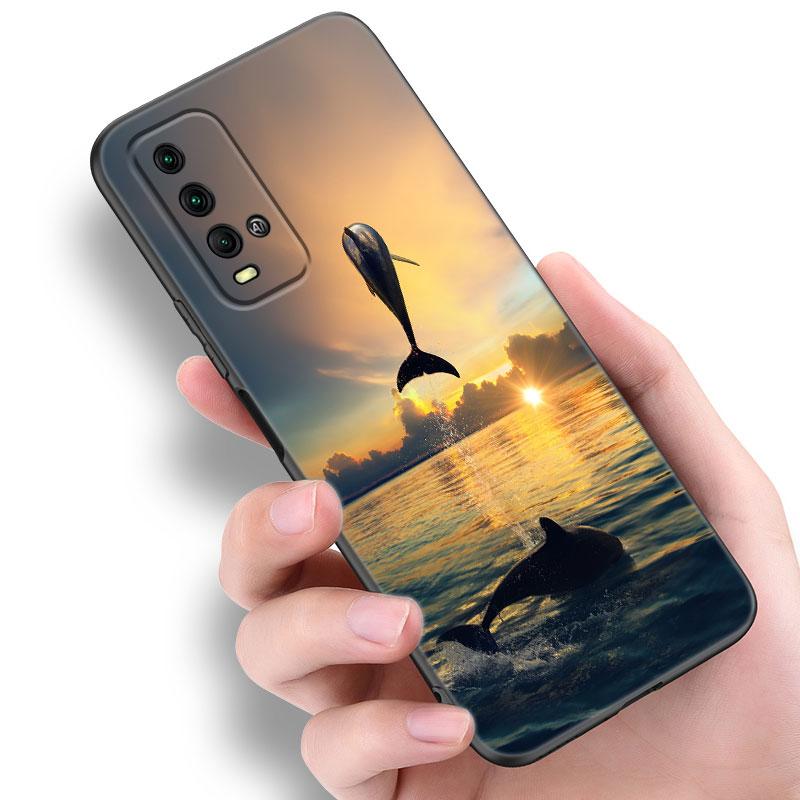 Чехол для телефона из черного силикона с дельфином для Xiaomi Redmi 7A 8A 9A 10A 11A 9C 10C 12C 13C 11 Prime A1 A2 Plus 12 4G Note 9T 12R
