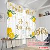 2pcs 2D Flat Printing Scene Curtain Happy Birthday Lemon Theme Banner Fabric Without Electricity Festive Curtains Perfect for