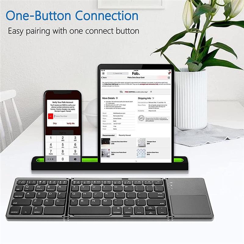 Портативная складная мини-клавиатура Bluetooth с тачпадом для Windows Android IOS Планшета iPad Телефона