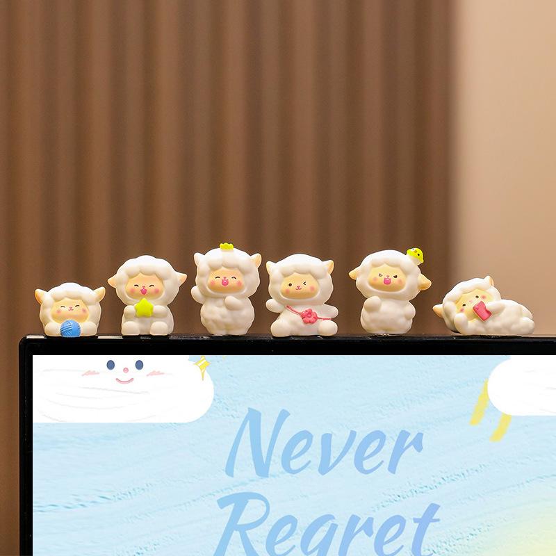 Cute Computer Display Screen Decoration New Handcrafted Desk Ornaments Mini Cartoon DollsOffice EssentialsLittle Sheep