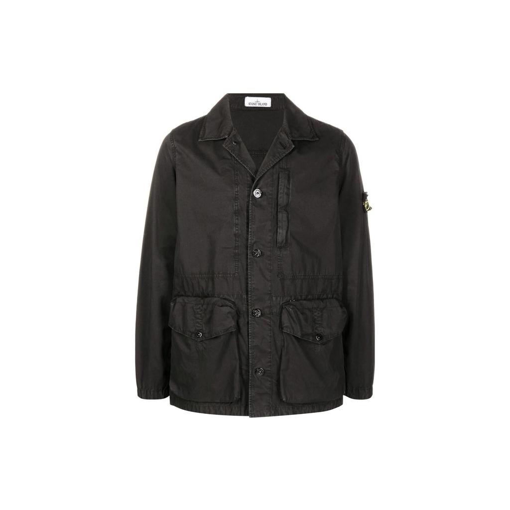 STONE ISLAND Куртка с нашивкой-логотипом, на пуговицах, черная, мужская, верхняя одежда 7615439WN-V0129
