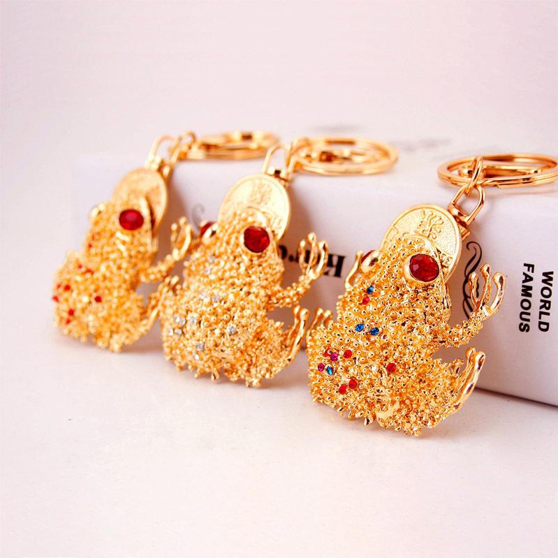 Креативный китайский фен-шуй брелок золотая жаба - металлический кулон в виде животного в подарок