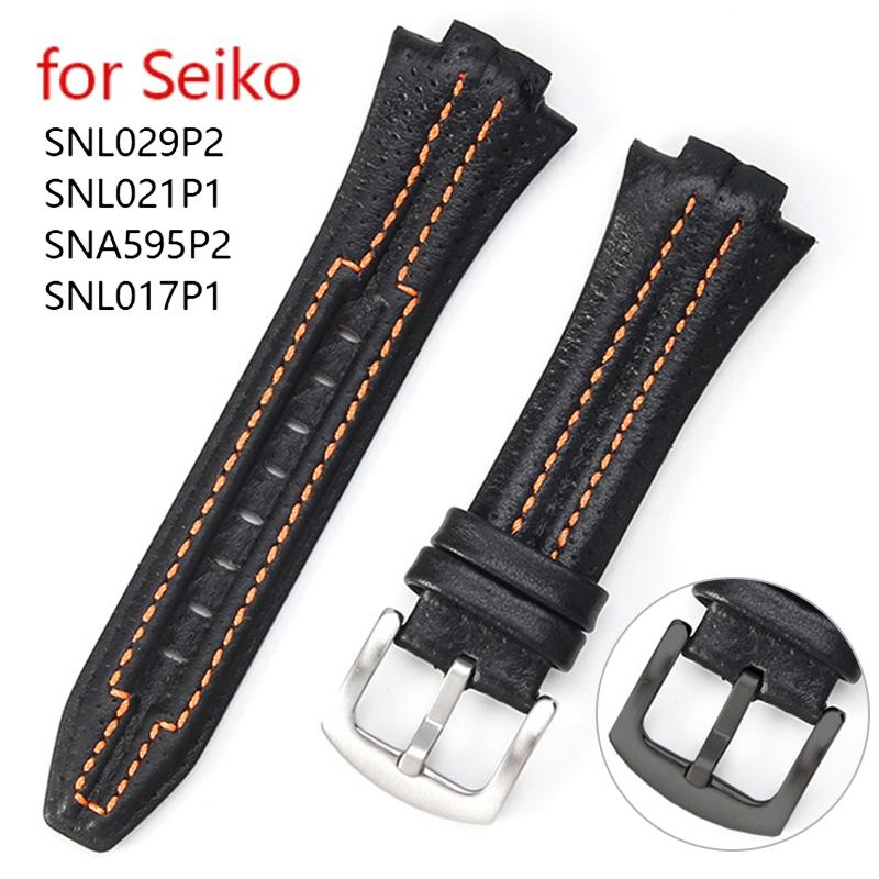 Ремешок для часов из натуральной кожи 15x27 мм для Seiko SNL021P1 SNL017P1 SNA595P2 SNL029P2 Водонепроницаемый браслет для замены ремешка