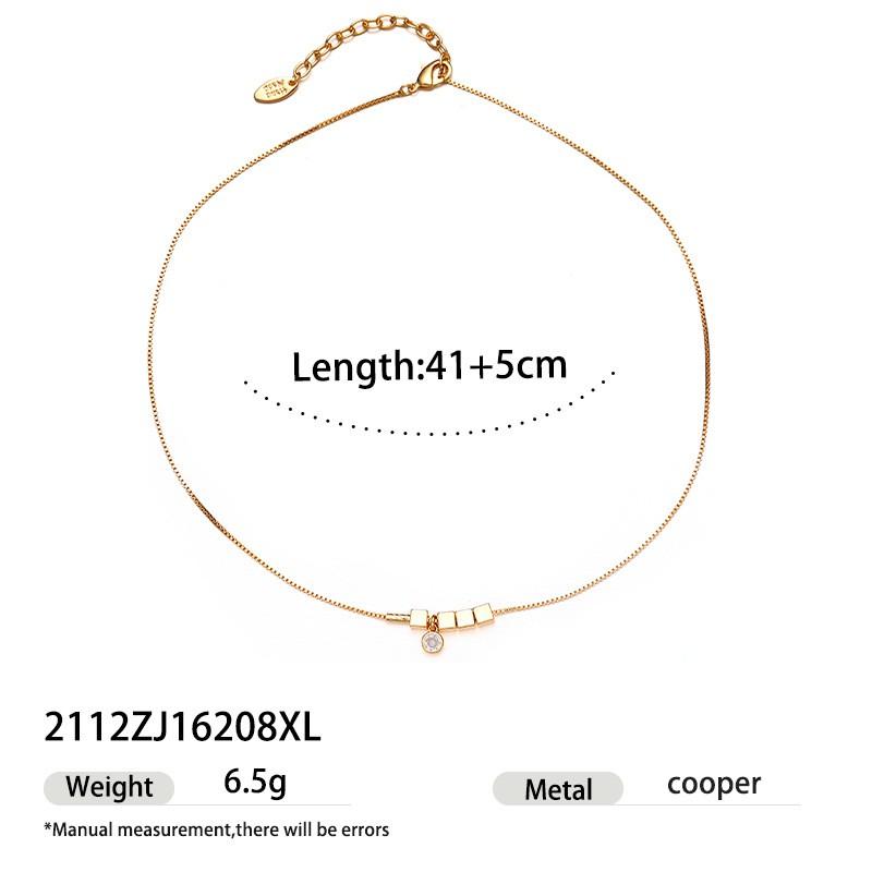 Elegant Copper Pendant Necklace With 18K Gold Plating Zircon Stone Irregular Modern Design Women 2025 Collection