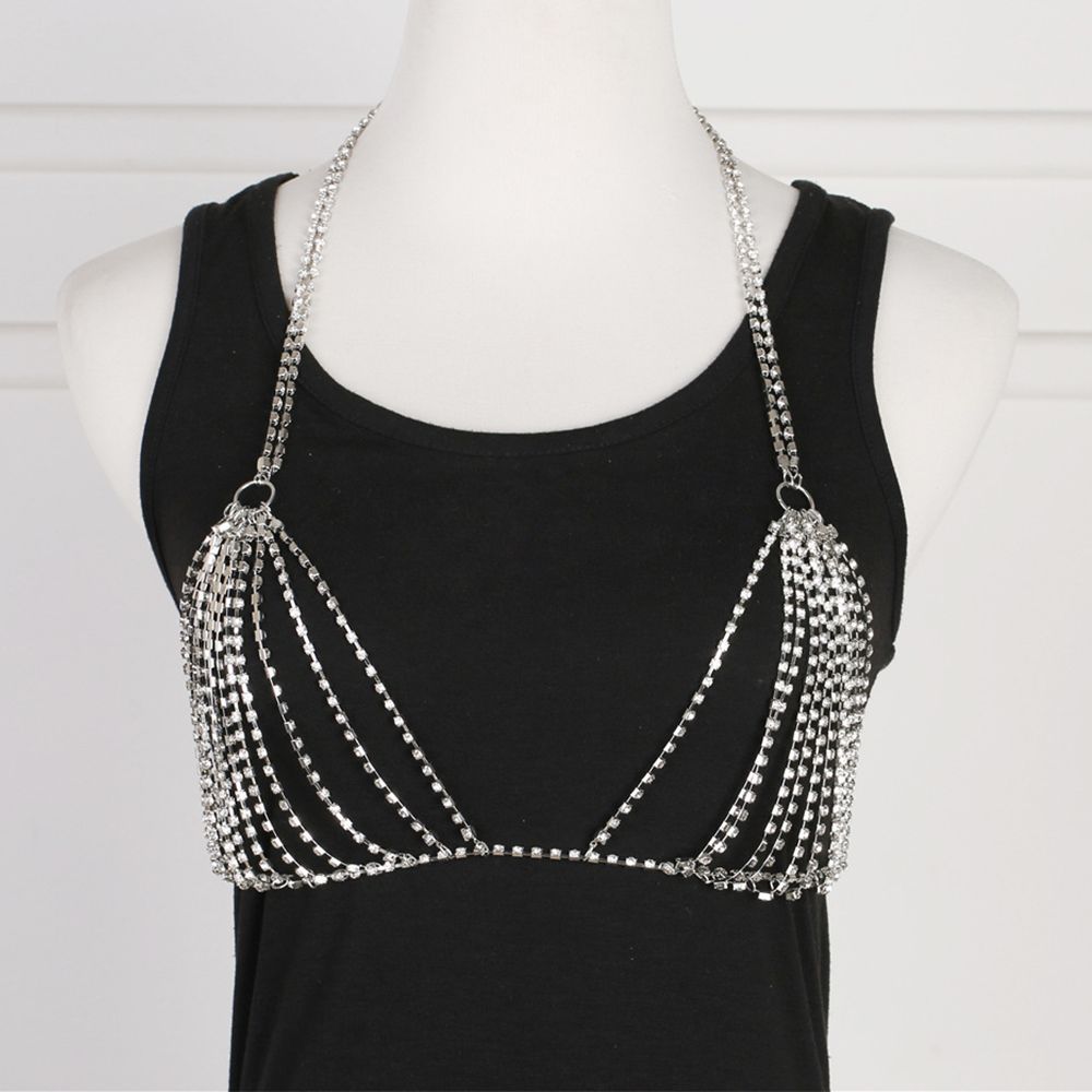 Сетчатая одежда для вечеринок Женская сексуальная Стразы Стильные Хрустальные Украшения Украшения для бюстгальтера Нижнее белье Бикини Цепочка