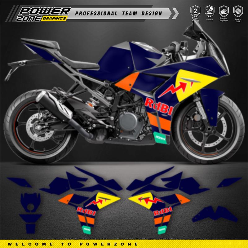 PowerZone Индивидуальные командные графические наборы для KTM RC 125 200 250 RC 390 2022 2023 2024 Супермото Фон Наклейки Виниловый Стикер Комплект