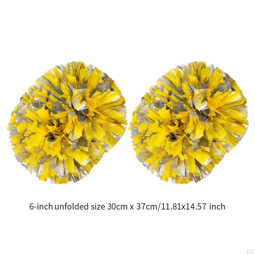 2 Pieces Cheerleading Pom Poms Cheering Squad Pompoms with Handle Cheerleader for Ceremony