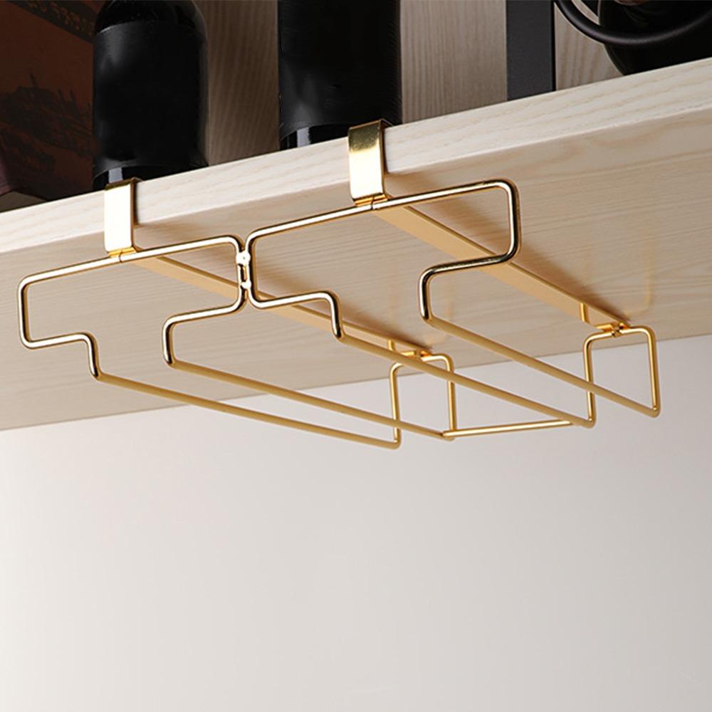 Two Rows Wine Glass Hanging Rack Lightweight Kitchen Storage Shelf Cabinet Storage