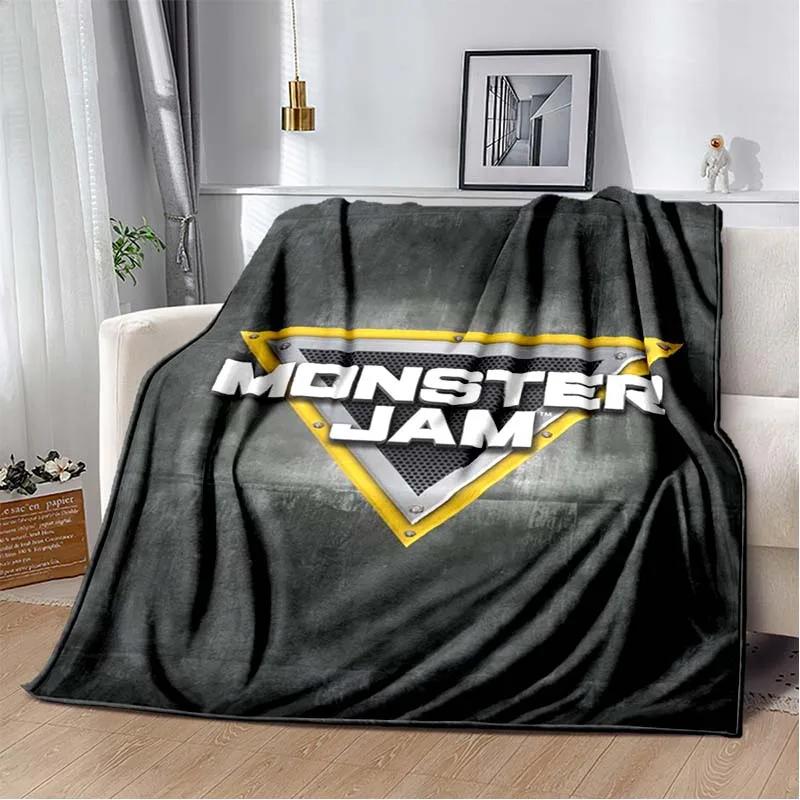 3D Monster Jam Monster Truck Cartoon Blanket Flannel Soft Throw Blanket Boys Bedroom Sofa Bed Warm Throw Blanket Picnic Blanket