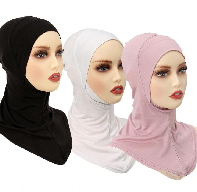3PCS Muslim Inner Cap Hijab For Women Solid Underscarf Hijab Undercap Scarf Turban Hat Islamic Hijabs Ready To Wear Headcover