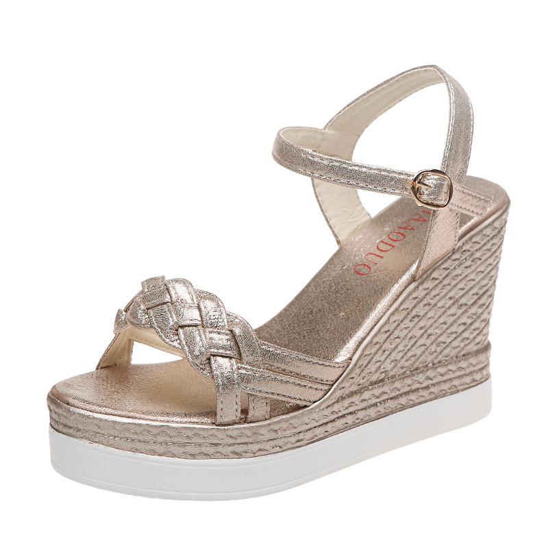 Летние женские босоножки на танкетке, босоножки на платформе, ремешок с открытым носком, повседневная обувь в римском стиле с толстой подошвой