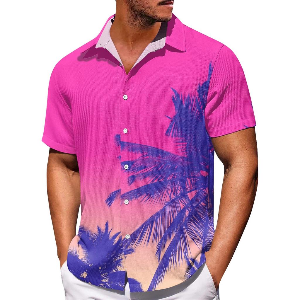 Мужские гавайские рубашки с короткими рукавами и пуговицами, мужские повседневные модные рубашки с короткими рукавами