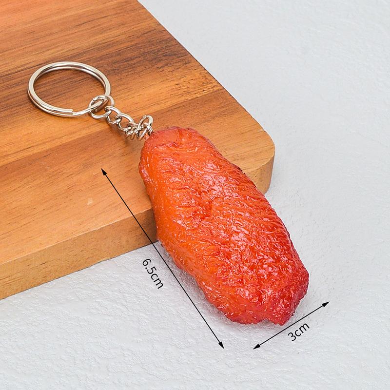 Funny Pvc Pork Belly Chicken Wings Roast Chicken Bag Pendant Hanging Jewelry Key Ring Creative Simulation Food Charms