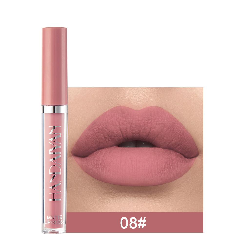 HANDAIYAN Sexy Red Lip Tint Matte Liquid Lipstick Waterproof Easy To Color 12 Matte Bare Pink Lipstick for Girls Makeup Cosmetic