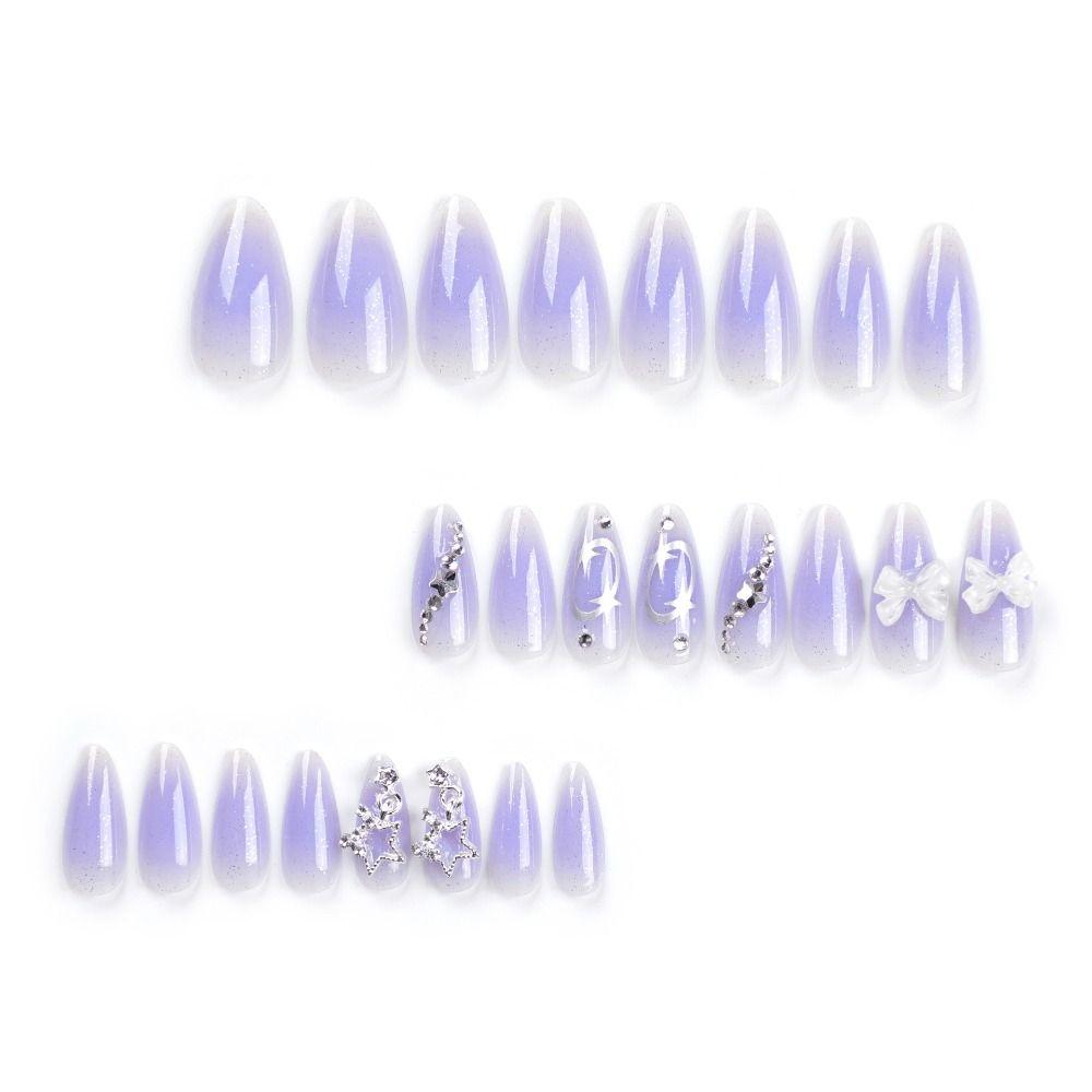 French Fake Nials Long Almond Nail Tips Manicure Press On Nails DIY