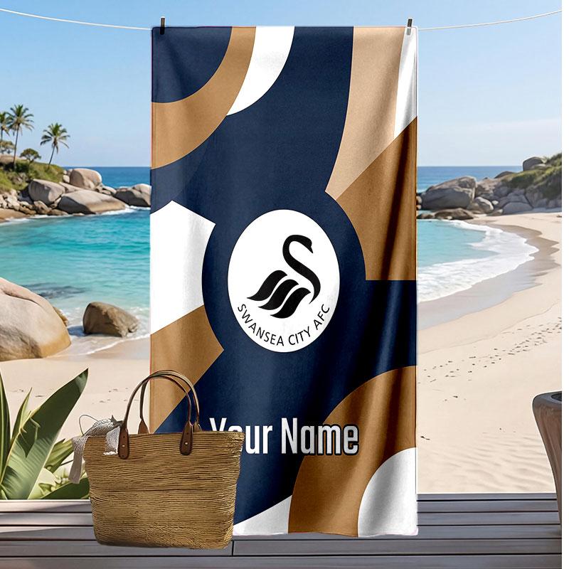 Персонализированное пляжное полотенце Swansea City FC с принтом, футбольный логотип, поддержка, индивидуальное имя, текст, впитывающее полотенце для спорта, путешествий, особенный подарок