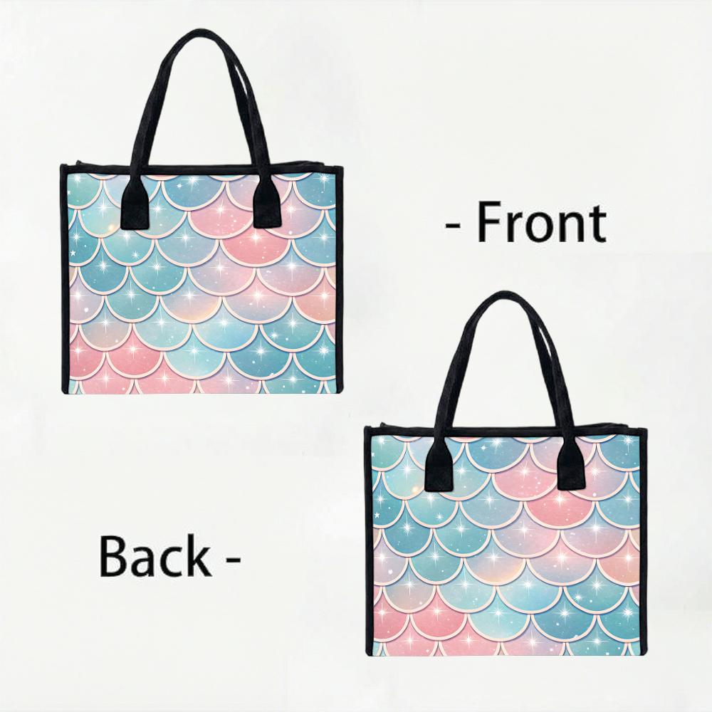 Gradient Mermaid Scale Glitter Large Tote Bag