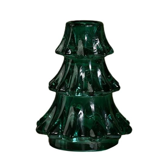 Подсвечник-елка Стеклянный подсвечник-колонна Винтажный ребристый подсвечник для конических свечей для праздничного ужина