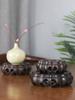Solid Wood Circular Small Base Vase, Flower Pot, Strange Stone Tea Pot, Handicraft, Pallet, Wood Carving Decoration Ornaments