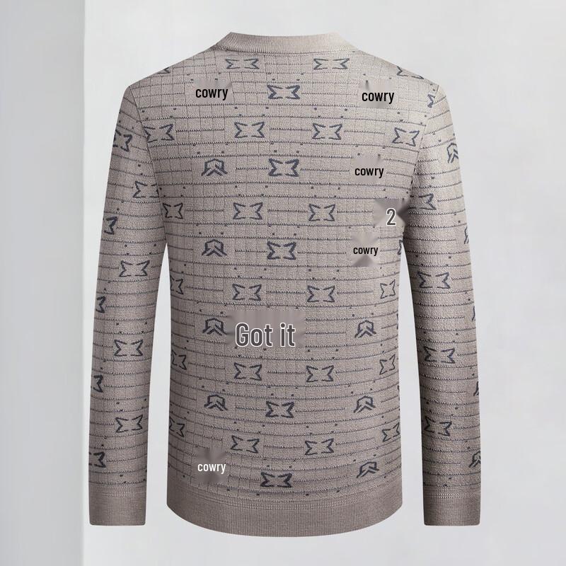 Мужской зимний шерстяной свитер ROJOZ с жаккардовым узором «кунжутная точка»
