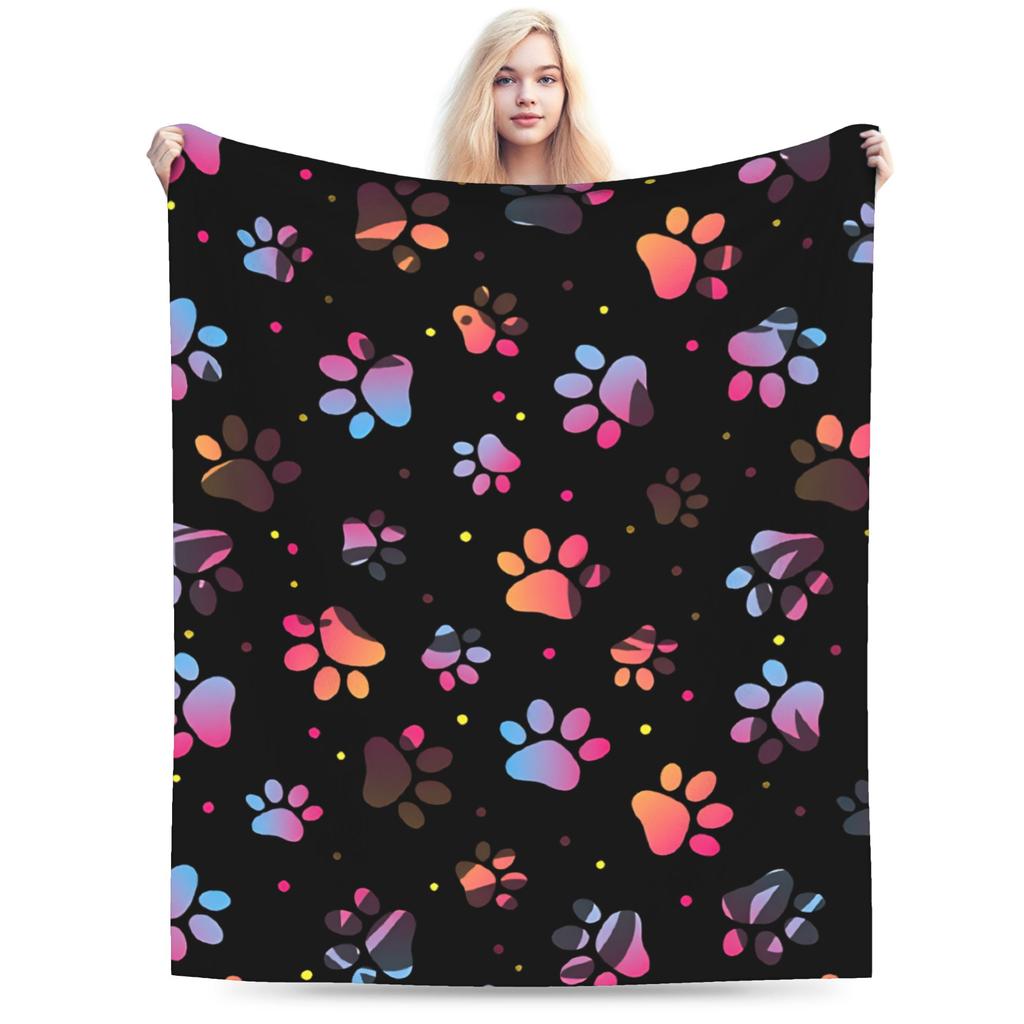 Dog Paw Print and Bone Plush Blankets Girls Boys Flannel Throw Blanket Super Soft DIY Quality Bedspread Gift Idea