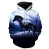 Fashion Horse 3D Print Hoodies Animal Pullover Hooded Sweatshirts Casual Cartoon Long Sleeve Shirts