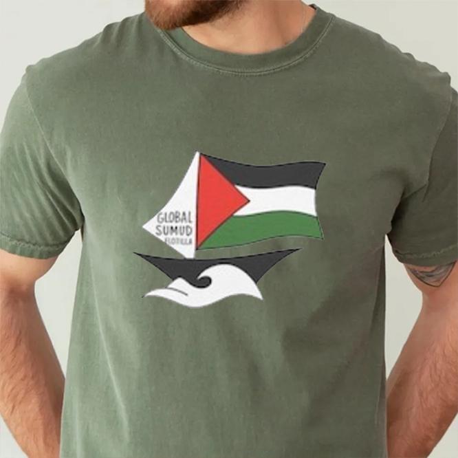 Peace Global Sumud Flotilla Unisex Fashion Printed TShirt Crew Neck Short Sleeve Cotton Top All Seasons Casual Soft