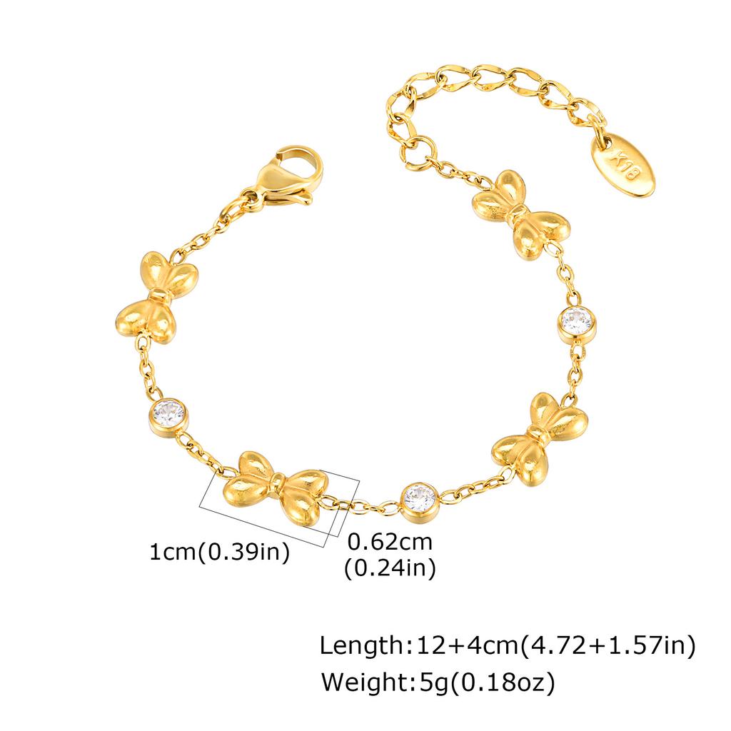 Jewelry Mother And Daughter Stainless Steel Bow Zircon Heart Gold Bracelet Personalized Fashion 2121