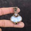 Blue Lace Agate Pendant Rainbow Moonstone Pendant Copper Wire Wrapped Pendant Handmade Jewelry Gemstone Pendant Copper Jewelry Gift For Her